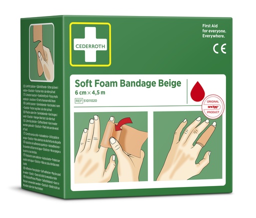 [1437986] Pansement autoadhésif Cederroth Soft Foam beige 6cmx4,5m