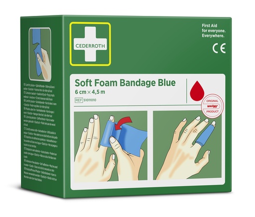 [1437991] Pansement autoadhésif Cederroth Soft Foam bleu 6cmx4,5m