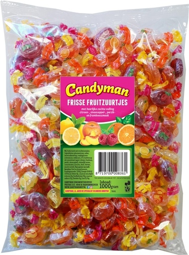 [1438167] Bonbons acidulés Candyman frisse fruit sachet 1kg