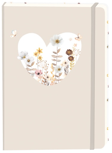 [1438173] Notitieboek wit hart A5 lijn 92 pagina's softcover beige