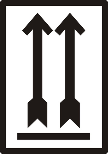 [1436119] Etiquette d'avertissement IEZZY Flèche vers le haut 70x100mm noir 500 pièces