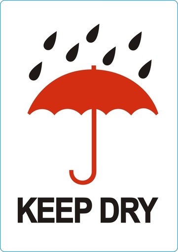 [1436121] Waarschuwingsetiket IEZZY keep dry 74mmx105mm 500 stuks