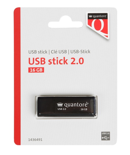 [1436491] USB-stick Quantore 16GB 2.0 zwart