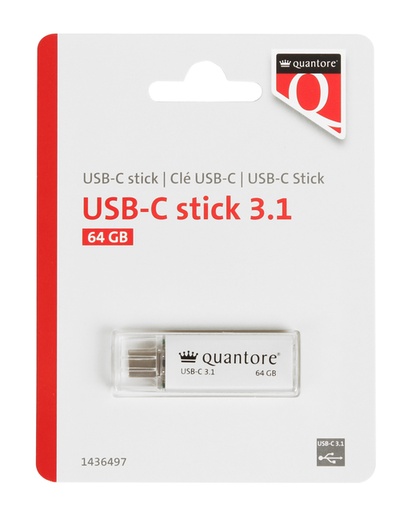 [1436497] Clé USB 3.1 Quantore USB-C 64Go argent