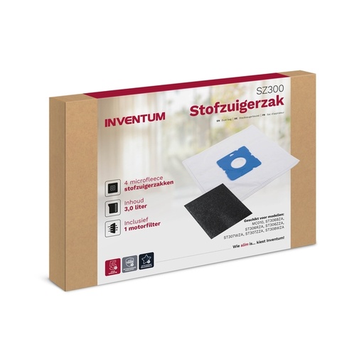 [1433452] Sac aspirateur Inventum 3L set 4 sacs + filtre moteur
