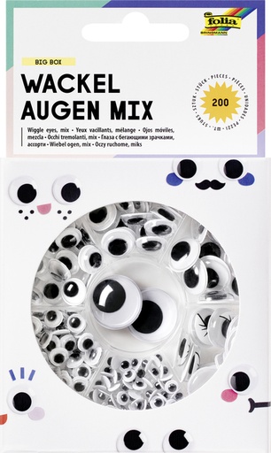 [1435695] Yeux mobiles Folia Boîte 200 pièces 7 sortes assorti