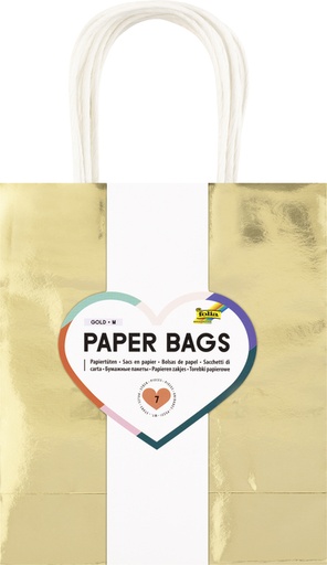 [1435697] Sac cadeau Folia kraft doré 18x21x8cm 7 pièces