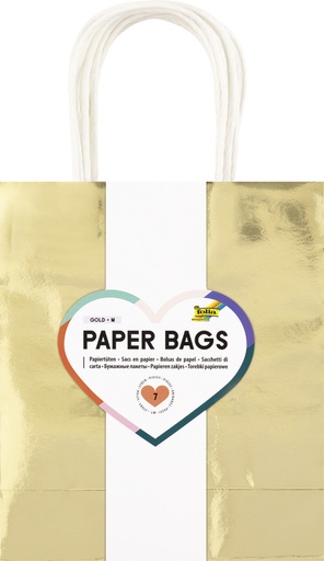 [1435697] Sac cadeau Folia kraft doré 18x21x8cm 7 pièces