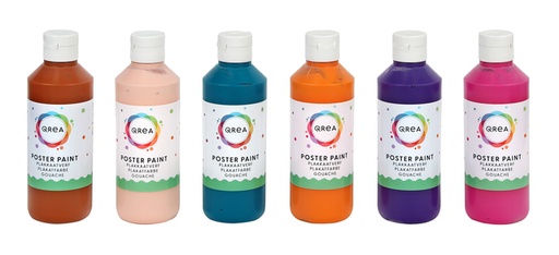 [1436465] Gouache Qrea set 6 couleurs fun 250ml