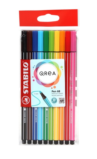 [1437137] Feutre STABILO Pen 68/10 Qrea Edition Medium assorti 10 pièces