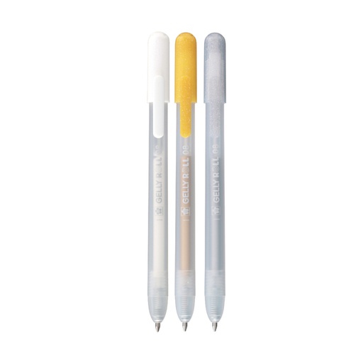 [1438128] Stylo gel Sakura Gelly Roll Spécial 08 rétractable set 3 couleurs or