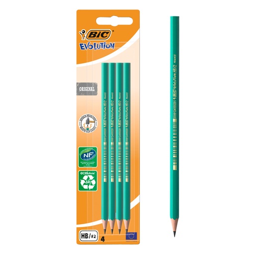 [1438225] Potlood Bic Evolution ecolutions original zeshoekig HB 4 stuks