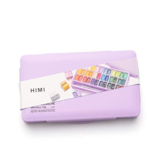 [1438301] Gouache HIMI Twin cups 36 couleurs 12g boîte de rangement lilas