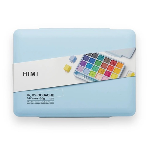 [1438305] Gouache HIMI 24 kleuren 30gr opbergbox ice blue
