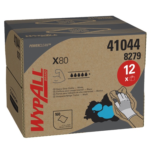 [1438422] Poetsdoek WypAll X80 PowerClean 426x281mm 160vel dispenserdoos wit 8279