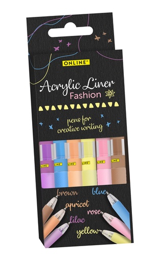 [1438657] Acrylliner Online fashion assorti 6 stuks