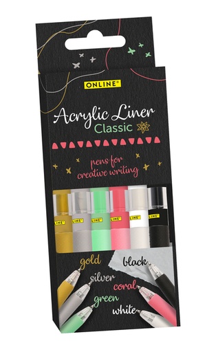 [1438660] Acrylliner Online classic assorti 6 stuks