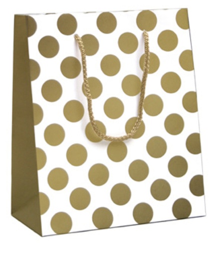 [1438815] Cadeautasjes Gold dots 19x10x23cm