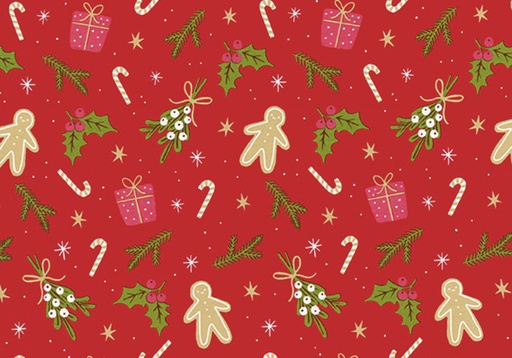 [1438823] Apparaatrol Gingerbreadman rood 200mx50cm