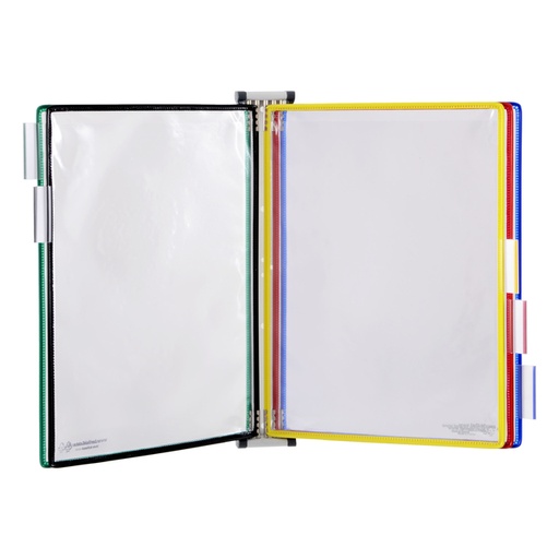 [1438427] Système de présentation murale Tarifold métal A4 avec 5 poches assorti