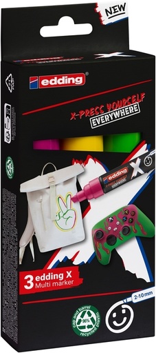 [1435783] Marqueur edding 6900 X multi-surfaces set 3 pièces candy