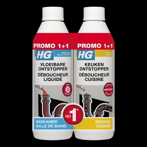 [1438797] Déboucheur HG Pack promo 1 sanitaire + 1 cuisine 500ml