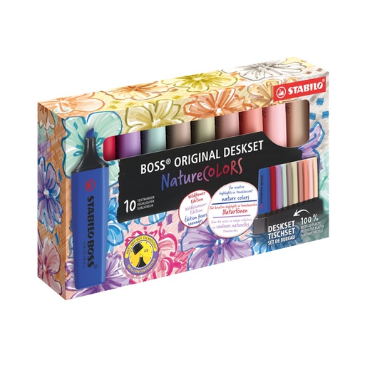 [1439191] Surligneur STABILO BOSS Wildflower & Nature Colors assorti set bureau 10 pièces