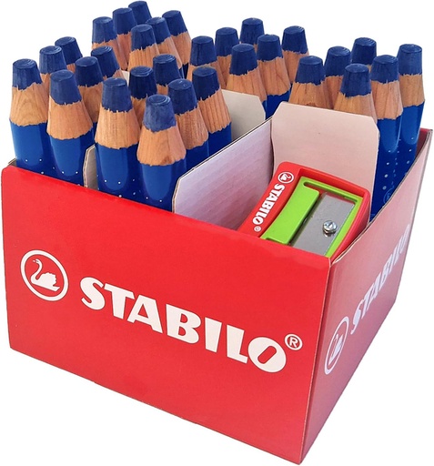 [1439317] Crayon tableau blanc STABILO MARKdry avec 2 taille-crayons bleu Classpack 30pcs