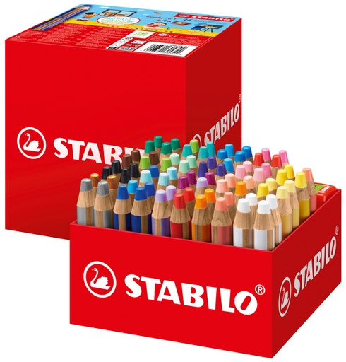 [1439322] Crayon de couleur STABILO 882 woody 3 en 1 avec 4 taille-crayons Classpack 76 pièces