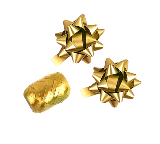 [1439397] Ruban cadeau Polyband + 2 rosettes or