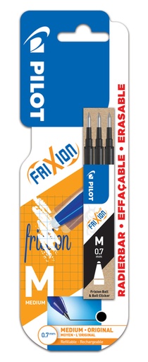 [1466040] Recharge roller PILOT FriXion Medium noir blister 3 pièces