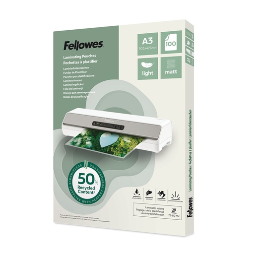 [1466156] Lamineerhoes Fellowes A3 light 50% gerecycled mat 100stuks