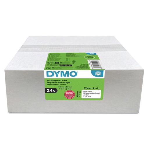 [1436683] Etiket Dymo LabelWriter multifunctioneel 32x57mm 24 rollen á 1000 stuks wit
