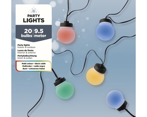 [1466254] Guirlande Partylight Lumineo LED extérieur 20 boules 950cm assorti