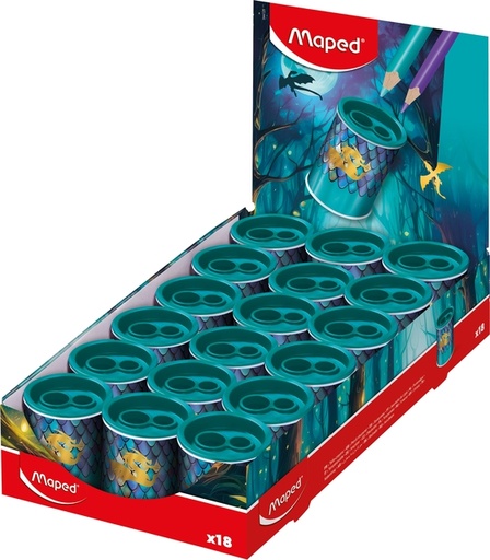 [1466470] Taille-crayon Maped Dragon 2 trous présentoir 18 pièces bleu