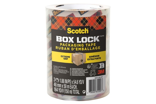 [1466497] Ruban d'emballage Scotch Box Lock 3950-EF 48mmx50m 3 pièces