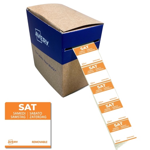 [1466545] Etiket Avery HACCP zaterdag-oranje 25x25mm 1000 stuks