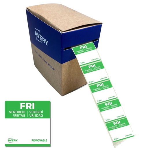 [1466546] Etiquette Avery HACCP VENDREDI vert 25x25mm 1000 pièces