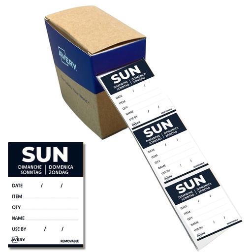 [1466548] Etiket Avery HACCP zondag-zwart 40x56mm 500 stuks