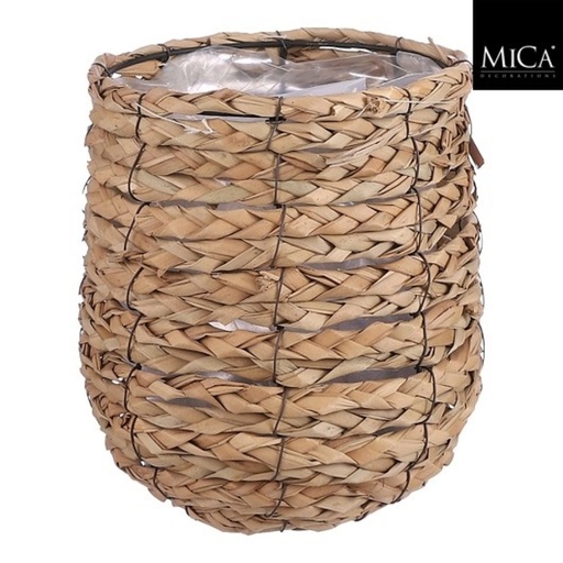 [1466557] Panier à plantes Mica Avalon jonc de mer rond 21x18cm marron clair