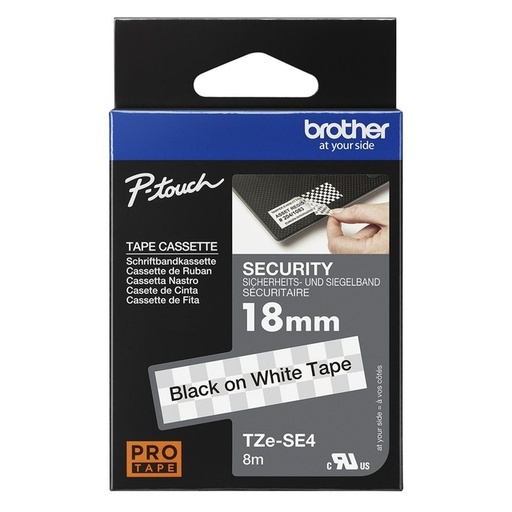 [1466644] Labeltape Brother P-touch TZe-SE4 veiligheidstape 18mm zwart op wit