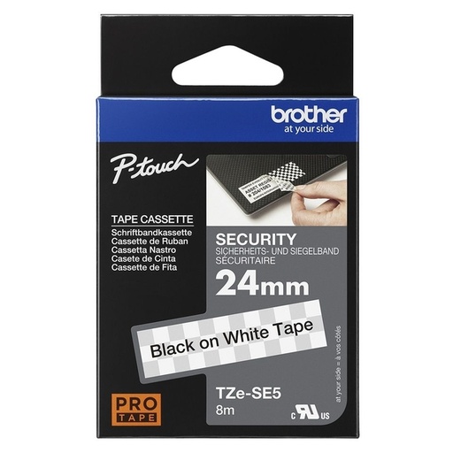 [1466646] Labeltape Brother P-touch TZe-SE5 veiligheidstape 24mm zwart op wit