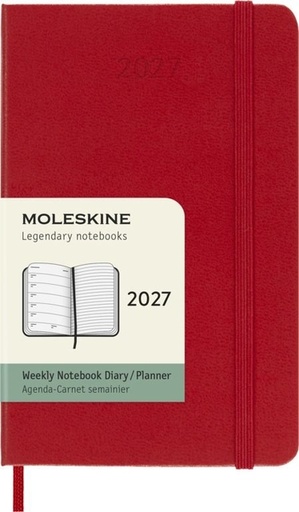 [1466001] Agenda 2027 Moleskine 12 mois Planner Weekly 7 jours/1 page Pocket CR scarlet red