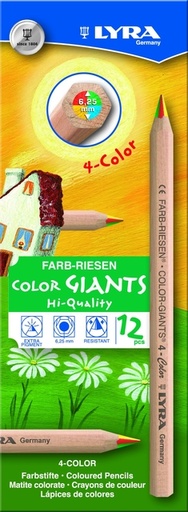 [1466329] Crayon de couleur LYRA Colors Giants Nature 4 couleurs set 12 pièces