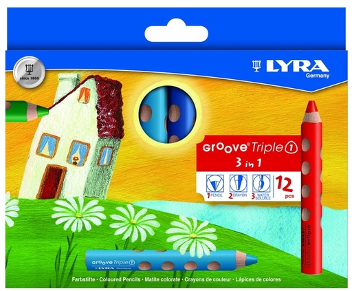 [1466332] Kleurpotlood LYRA Groove Triple One extra dik set à 12 kleuren