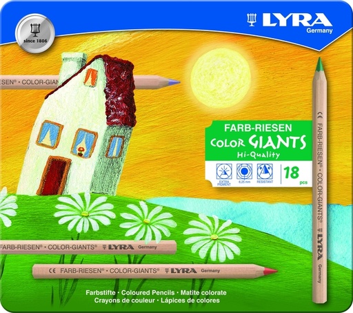 [1466336] Crayon de couleur LYRA Colors Giants Nature boîte 18 couleurs