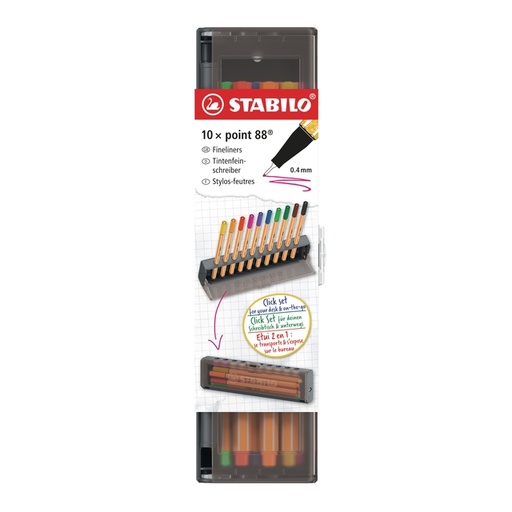 [1466359] Fineliner STABILO point 88 Fin Clickser 10 couleurs