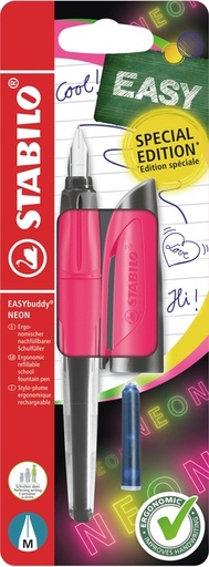 [1466365] Stylo plume STABILO EasyBuddy Medium rose néon blister 1 pièce