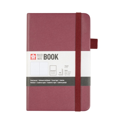 [1466129] Carnet de notes Sakura Pocket 90x140mm ligné couverture rigide mûre