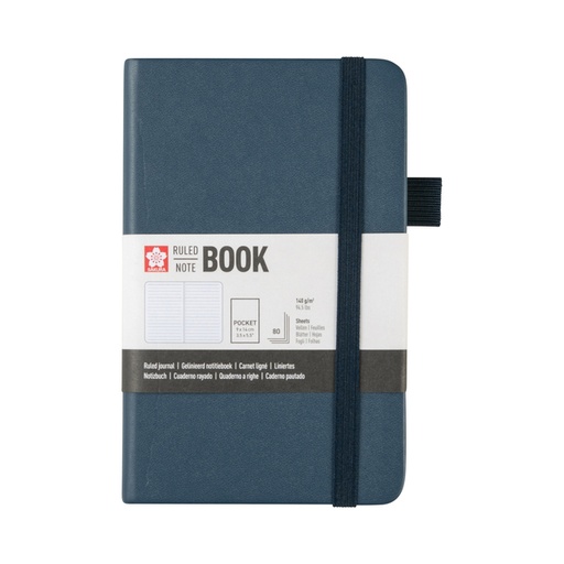 [1466133] Carnet de notes Sakura Pocket 90x140mm ligné couverture rigide indigo foncé
